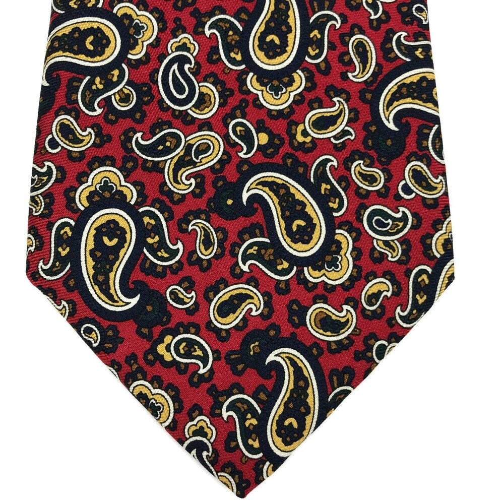 BROOKS BROTHERS MAKERS Red Yellow Navy Paisley Elegant Necktie Men's Tie